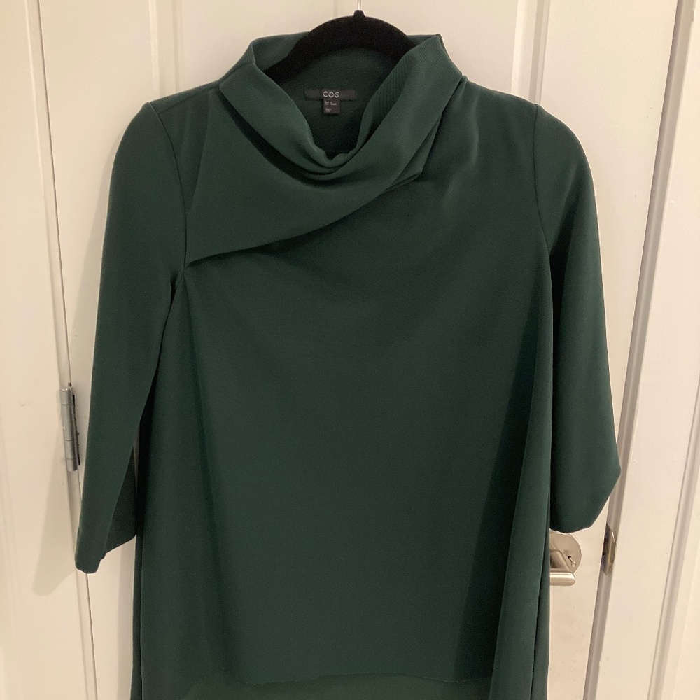 COS dark green loose blouse